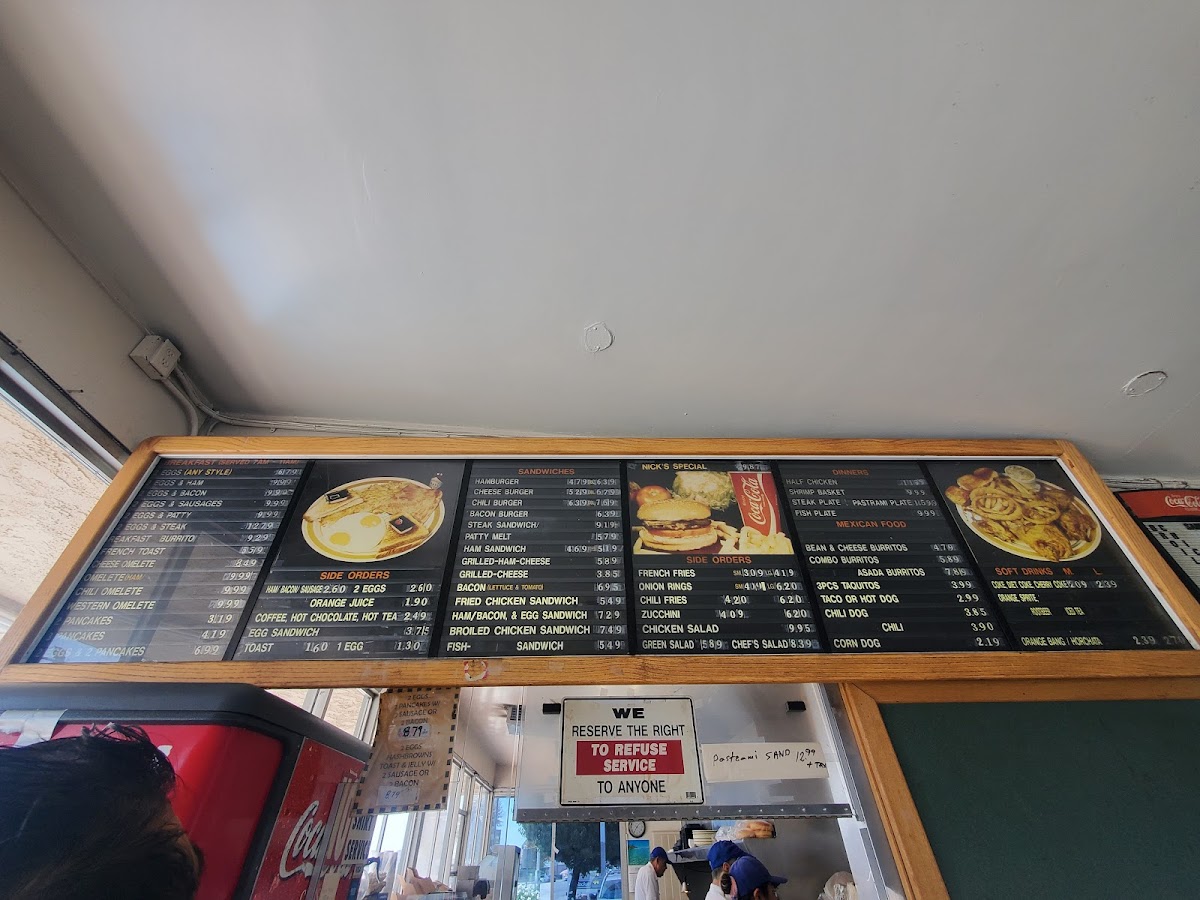Nick's Burgers Menu - Image 1